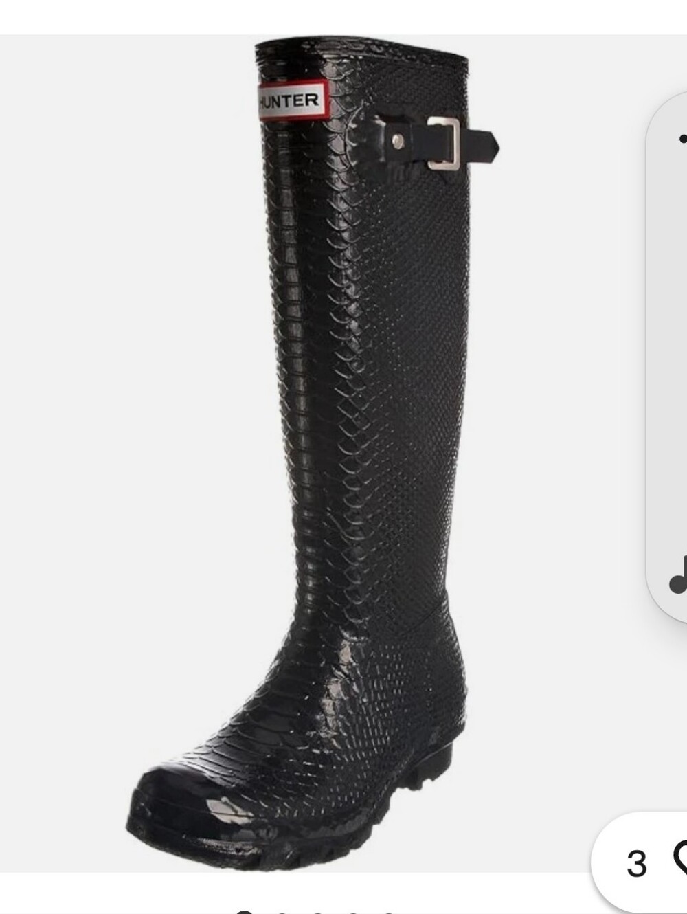 Hunter Carnaby Boa Snake Tall Rain Boot in Black